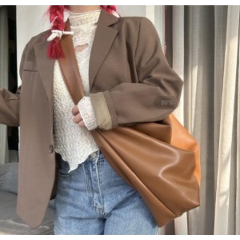 

Стильная и непринужденная повседневная сумка-тоут через плечо из мягкой кожи большой вместимости коричневый