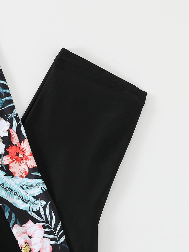 Women Long Sleeve Skirted Two Piece Swimsuit Set With Solid And Printed Patterns For Beach And Surfing