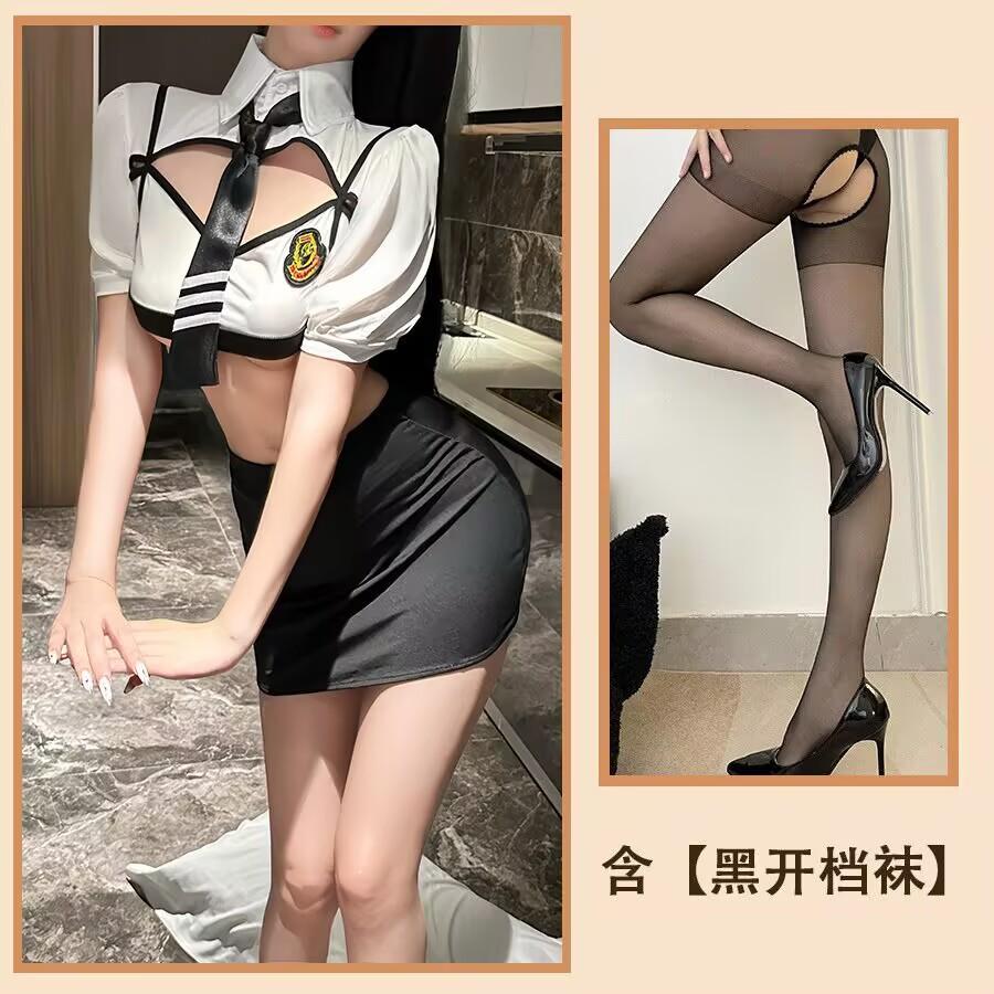 Sexy Lingerie Split Stewardess Suit COSPAL Sexy Uniform Cosplay Female Live Streaming Host Seduction