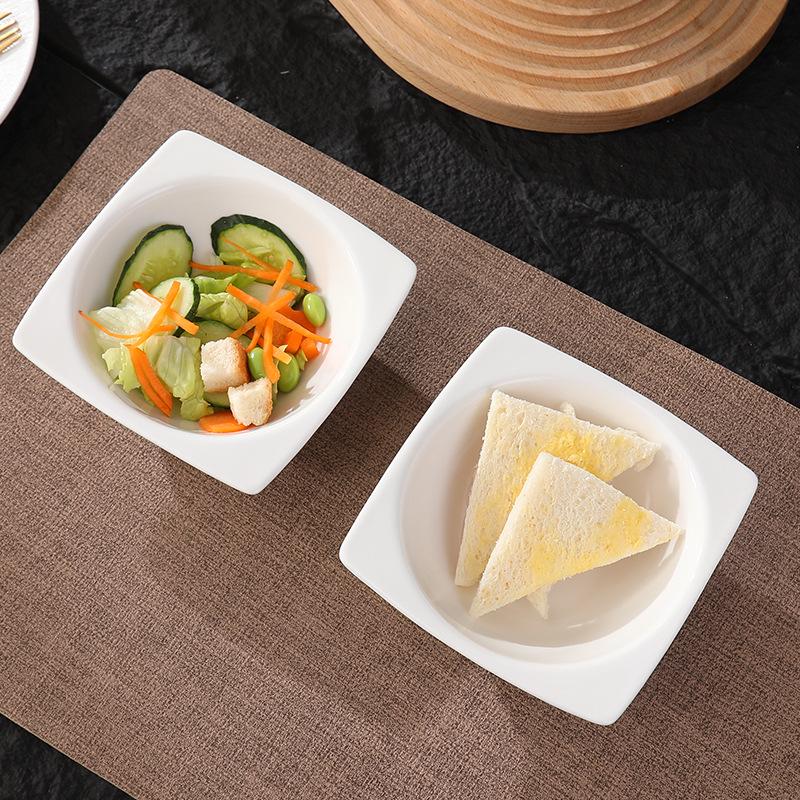White Ceramic Square Bowl for Salads, Breakfast, Desserts, and Soups