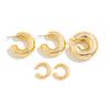 ins wind round tube hollow ear clip stud earring set women's C-shaped glossy metal wind ear buckle ear jewelry