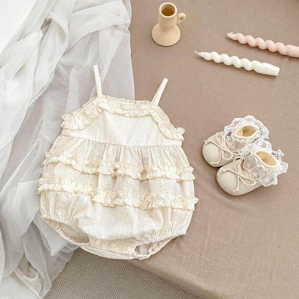 Baby Girl Summer Sleeveless Romper with Ruffles Princess Bodysuit