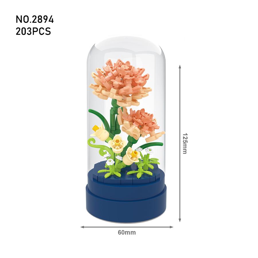 Ewige Bausteine Blumen Mikroblöcke Kinderspielzeug Plastikblume Mini-Topfpflanze DIY Weihnachtsgeschenke