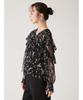 Lily Brown Starry Sky Embroidered Frill Blouse LWFT245101 Black Women's