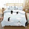 Penguin Bedding Set For Teen Children Bedroom Polyester Various Sizes Decor Ultra Soft Comfortable Cartoon Baby Set