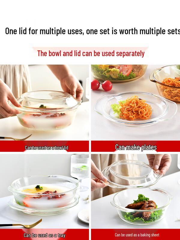 Wuhe 700ml Mikrowellen-Glasschüssel-Set mit Deckeln
