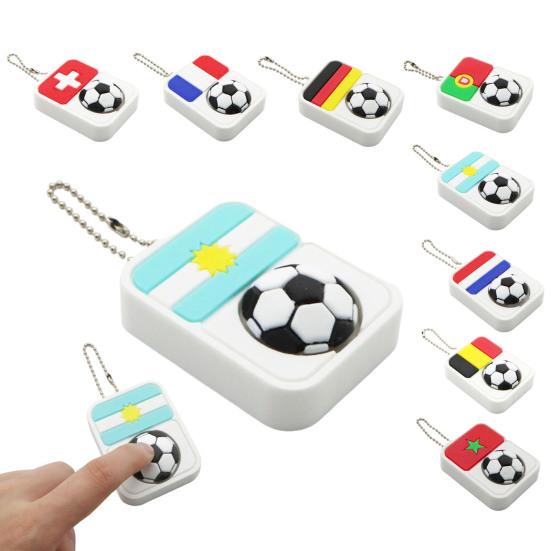 Football Clicker Fidget Toy with Ball Chain Stress Relief National Flag Football Decompression Button Keychain Pendant Backpack Charm Fans Gift