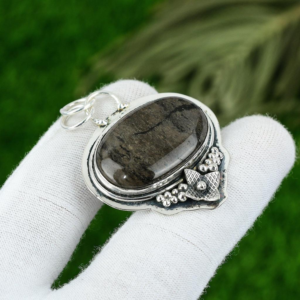 Gift For Her 925 Sterling Silver Natural Picasso Jasper Gemstone Jewelry Pendant