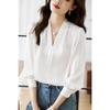 Design Sense Simple Shirt Women's Spring and Autumn Temperament Collar Sense Light Ripe Chiffon Shirt Top French Gentle