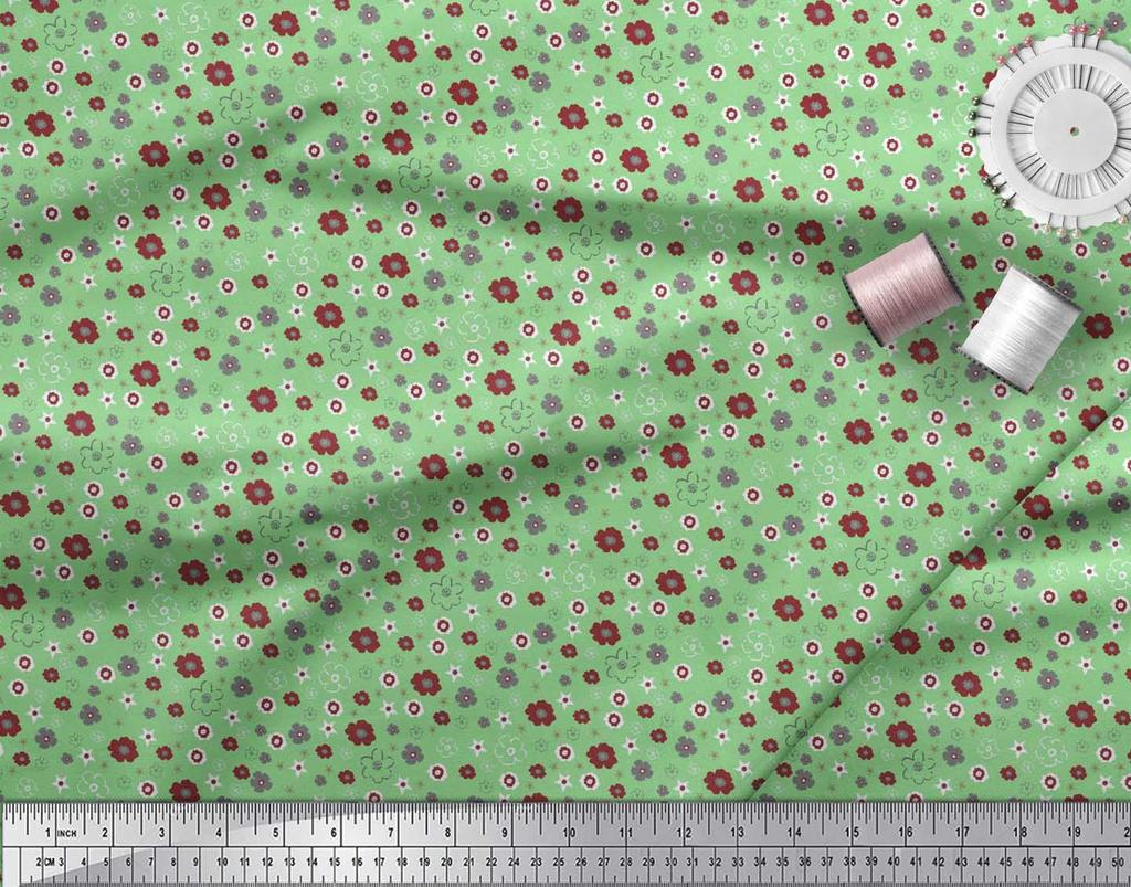 Soimoi Purple Japan Crepe Satin Fabric Flower Artistic Decor Fabric Printed Metre 42 Inch