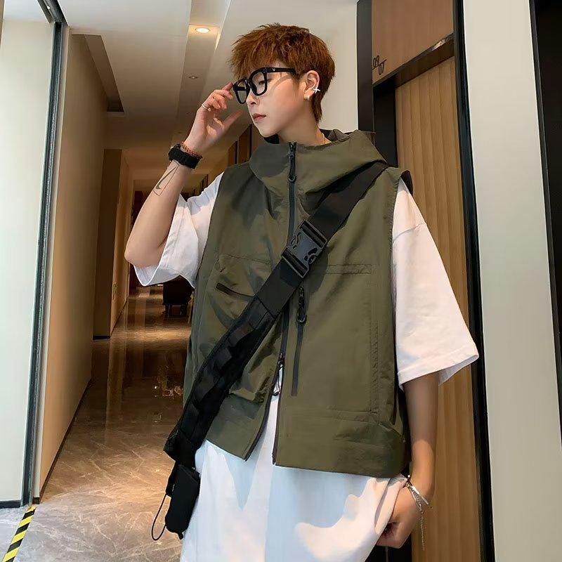 

Мужской осенний жилет с воротником-стойкой: Модный, универсальный, простой японский стиль в чистых цветах L зелёный