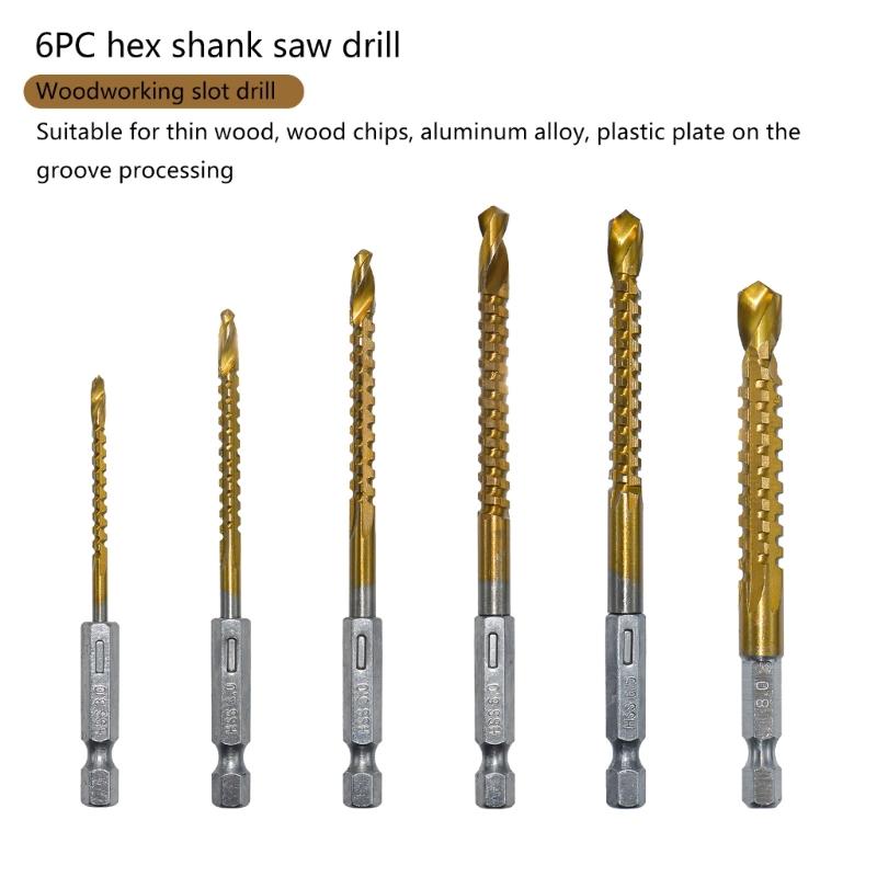 6Piece HSS Steel Twist Drill Bit Set for Wood, Plastic and Aluminum Sizes 3mm To 8mm