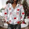 Women's Christmas Print Long Sleeve Hooded Pullover Sweatshirt