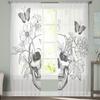 Skull Flower Butterfly Leaf Modern Tulle Curtains For Living Room Bedroom Home Kitchen Window Sheer Curtains