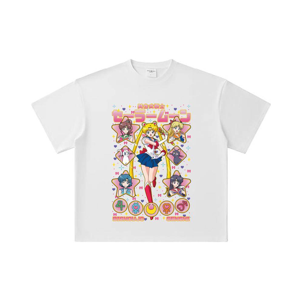 260 GSM Double Yarn 32 Count 100% Cotton Sailor Moon V1 Print Unisex Heavy Cotton T Shirt