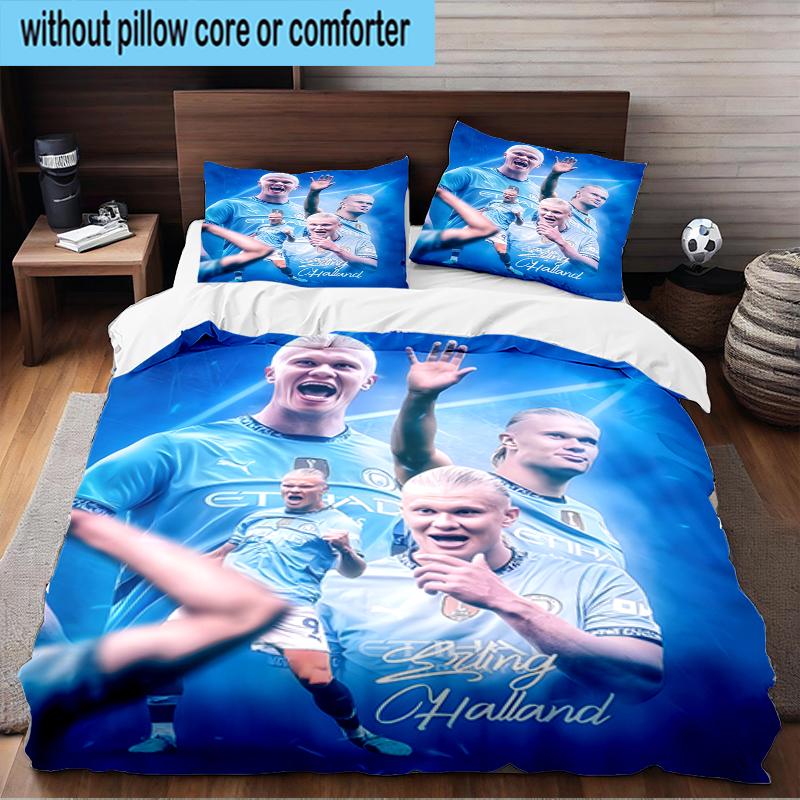 Haaland Calciatore Set Biancheria da Letto 3 Pezzi Stampa 2D (Include 1 Copripiumino + 2 Federe Senza Imbottitura), Decorazione camera da letto, Regalo ventilatore