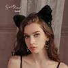 Rose Plush Cat Ears Headband with Bow and Bell - Women's Hair Accessory