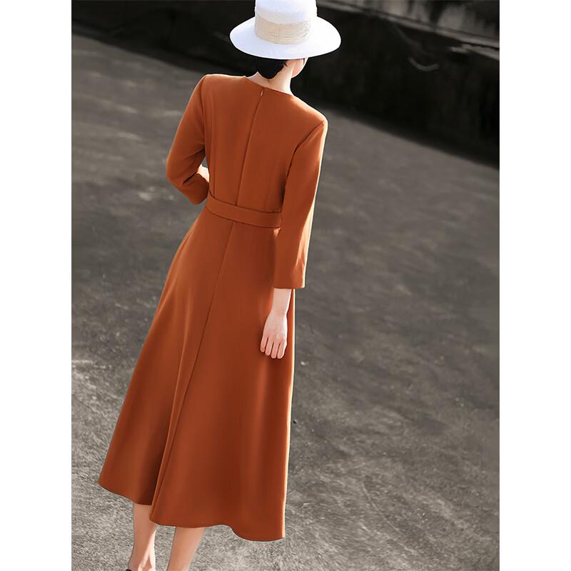 Elegant Color-block Waist-Cinching Commuter Dress