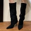Fashion Fashion Vintage Thin Heels Women Knee High Boots Fashion Winter Sexy Pointed Toe Stripper Party Shoes Zapatos De Mujes