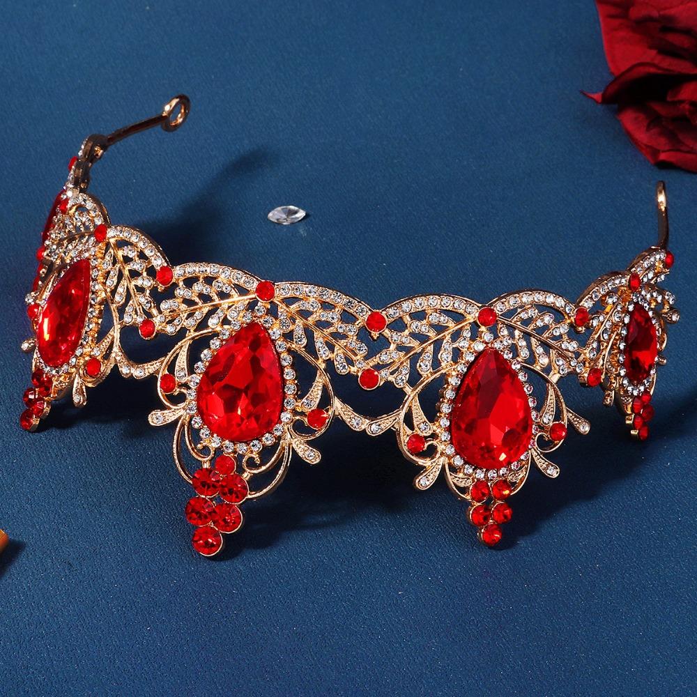 Metal Baroque Crown Shiny Rhinestone Crown Fashion Princess Tiara  Dress Accessories