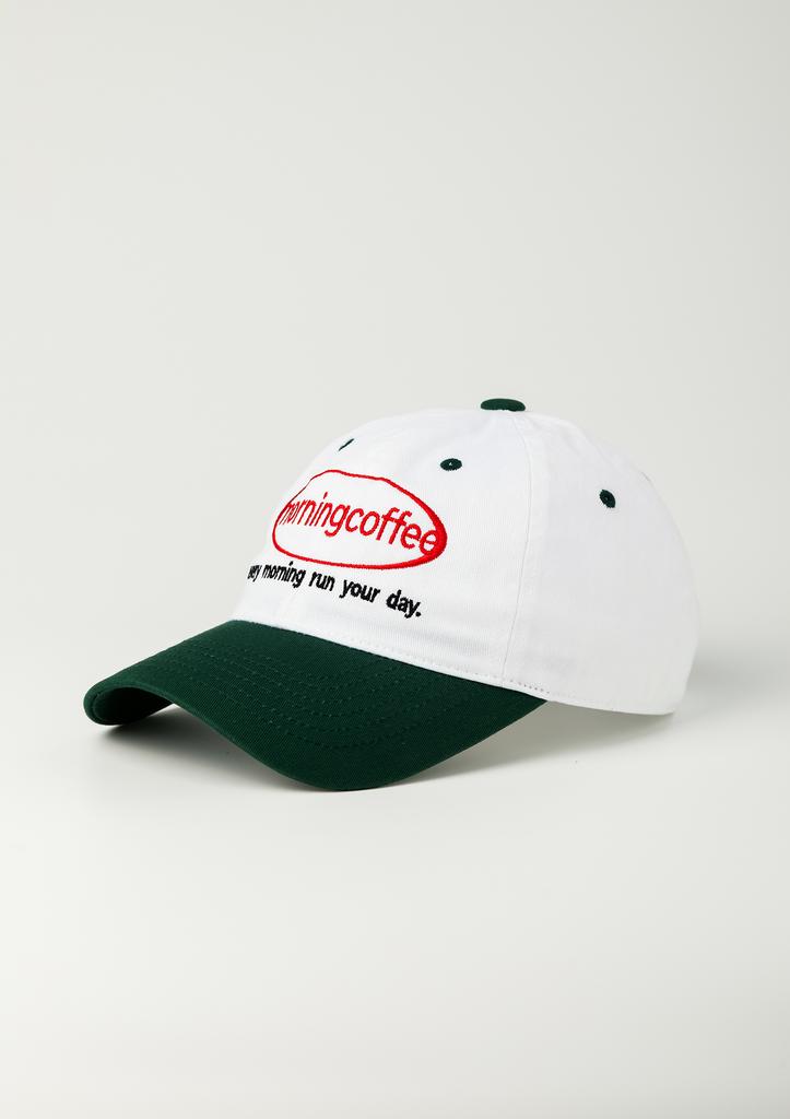 Moningkeopileonkeulleob Morning Coffee Round Logo Two-Tone Ball Cap Green