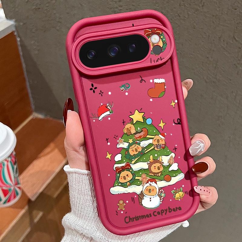 

Cartoon Christmas Tree Case For Google Pixel 8 7 Pro Pixel 9 Pro XL Shockproof Soft TPU Phone Cases Cover For Google Pixel 7A 8A Google Pixel 7 вино красного