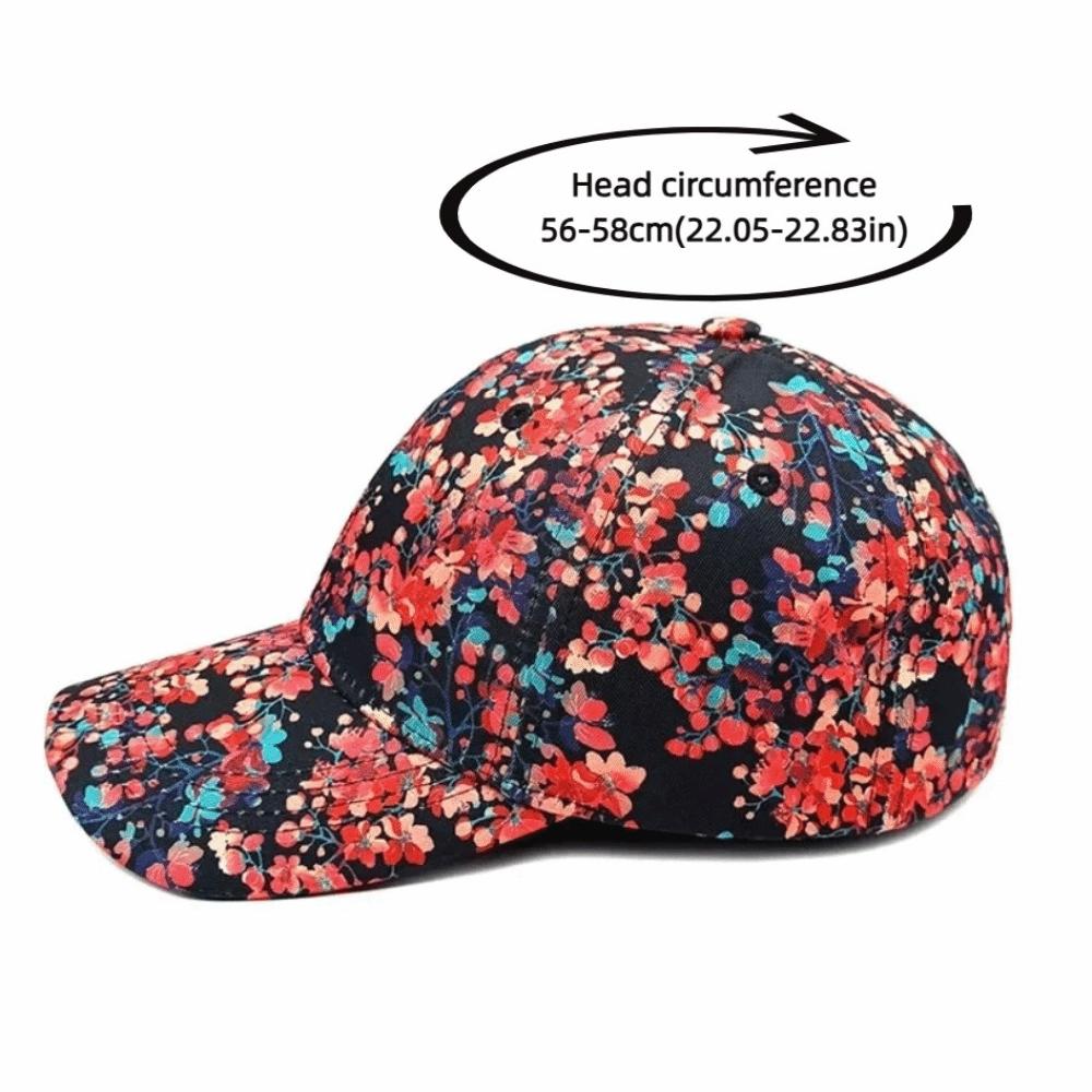 Personality Flower Print Baseball Cap Adjustable Breathable Sun Cap Lightweight Sun Protection Duck Tongue Hat For Men Women
