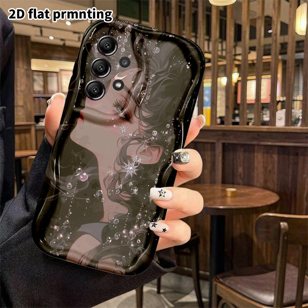 Phone Case: 2D Flat Samsung Galaxy A34 A35 M05 M06 S20 S22 S21 FE Plus 5G Protective Case, Curly Long Hair, Perfect Christmas and Halloween Holiday Gi