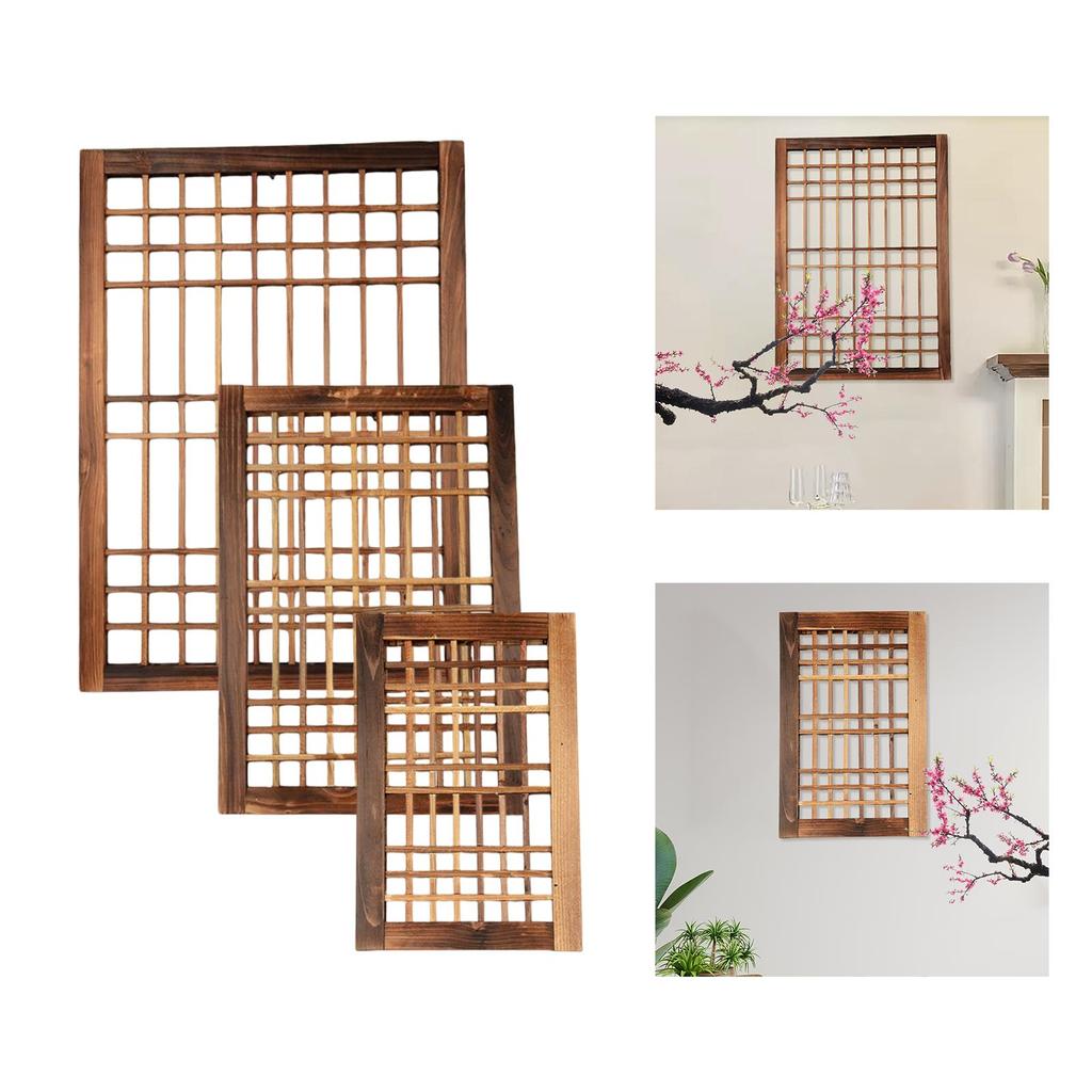 Window Frame Yard Trellises Wood Window Pane for Dining Room, Bedroom Vintage Style Lightweight Wall Art Wall Pediments