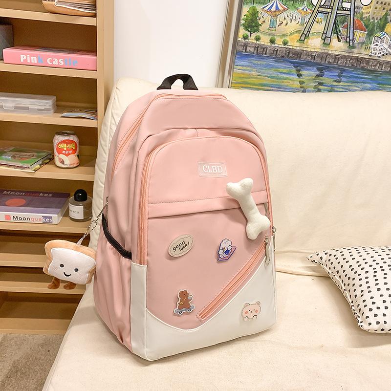 Schoolbag New Schoolbag Women's Japanese Small Fresh Cartoon Cute Middle School Backpack Contrasting Color Simple Junior High School Backpack