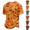 Men's Casual Lightweight Breathable Button Down Short Sleeve Shirt with Halloween Print