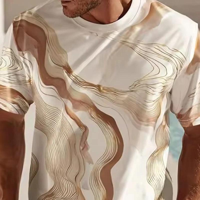 

Casual Men s Short Sleeved T-shirt Fashion Simple Texture Pattern 3D Digital Printing Summer Comfortable Wear Polyester 100% 6XL