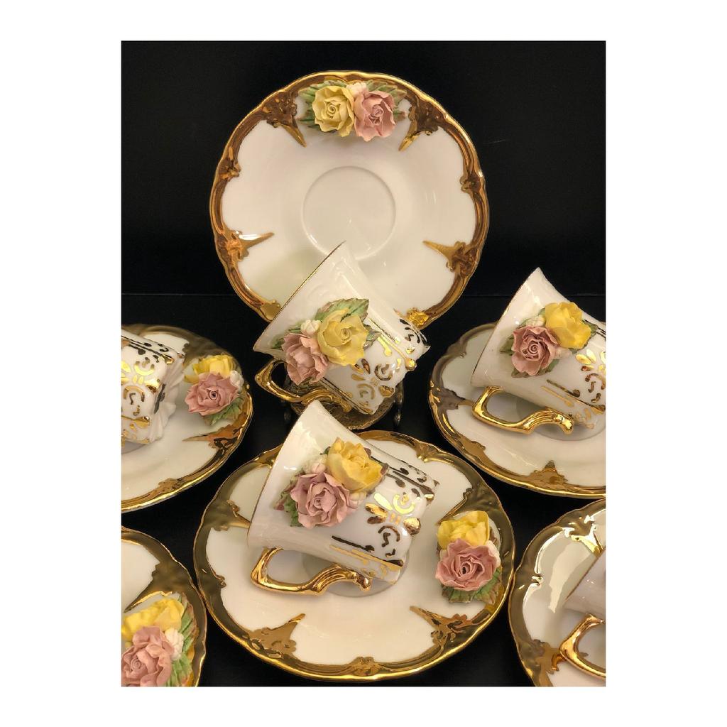 Rose Dream Handmade Porcelain Coffee Cup Set Of 2