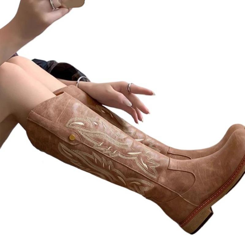 Retro Boots Female Western Cowboy New Martin Boots Embroidered Rad Knight Xinjiang Boots