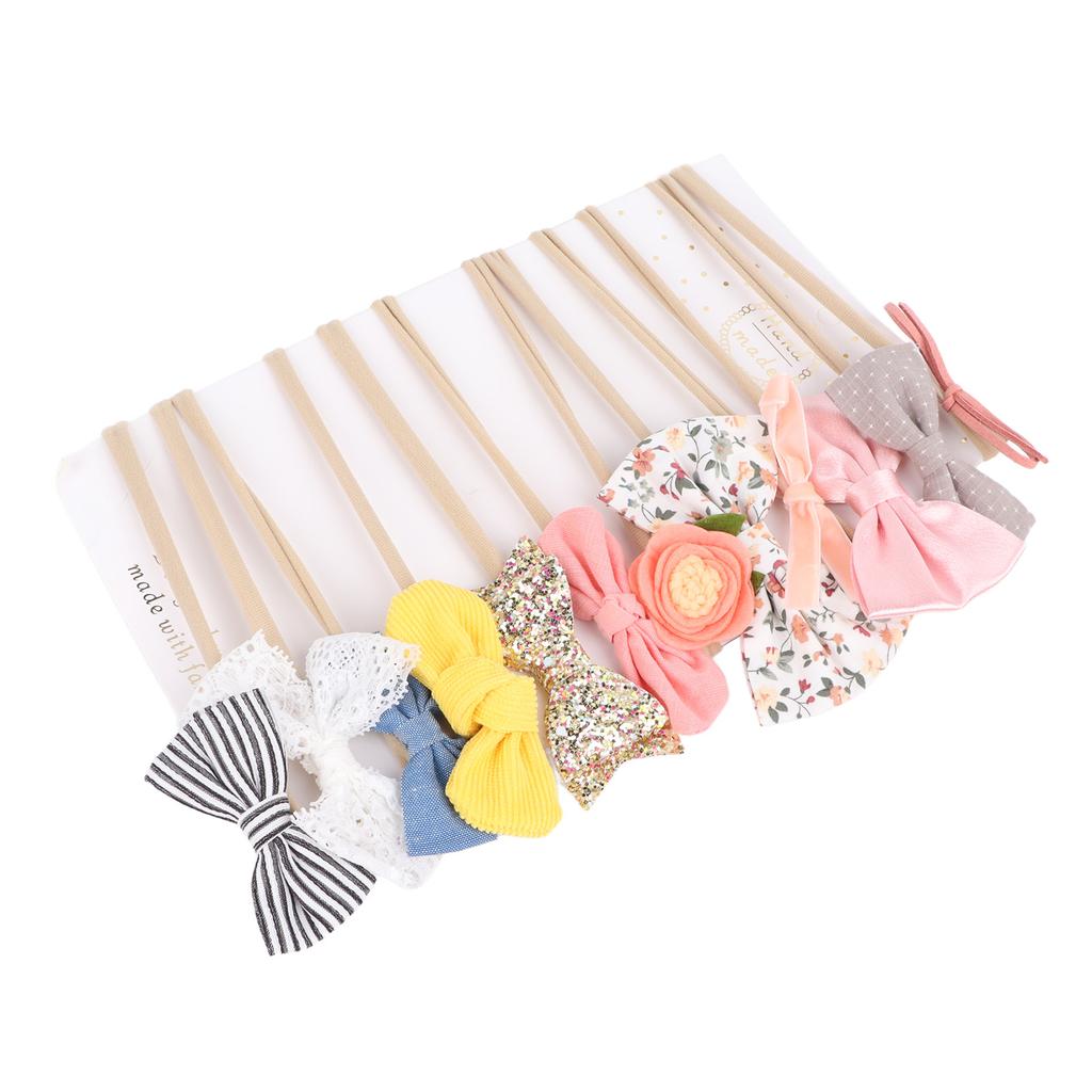 12pcs Baby Bows Hair Ties Elastic Multi Color Cute Ponytail Hairband for Toddlers Girls