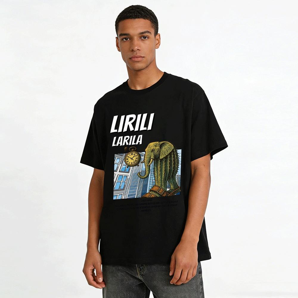 Absurd Cactus Elephant Pocket Watch Graphic Print T-Shirt Pure Cotton T-shirt
