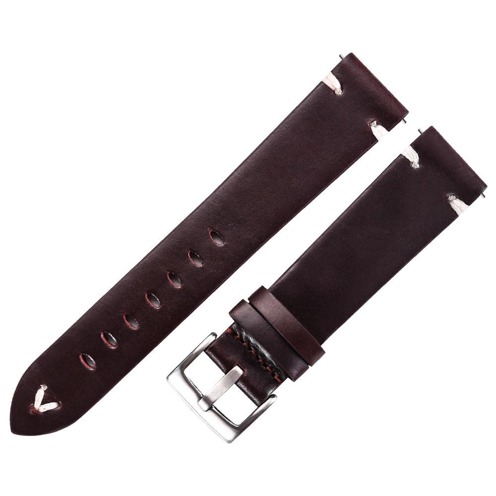 

Leather Watch Strap Retro 18mm 20mm 22mm Oil Wax Leather Watchband Italian Quick Release Brown Cowhide Watch Bracelet Handmade 18mm