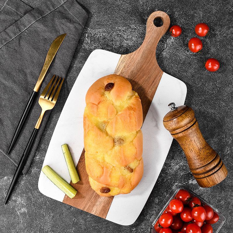 Acacia Wood Marble Cutting Board Charcuterie Board Party Plate Cheese Cutting Board Kitchen Restaurants Party Stone Wood Splice bianco
