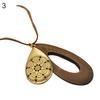 Damen Vintage Hohlschnitzerei Waterdrop Holz Samt Seil Pullover Halskette Schmuck