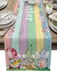 Easter Gnome Eggs Rabbit Ears Linen Table Runner Dresser Scarf Washable Spring Flowers Wood Grain Table Runners Home Party Decor