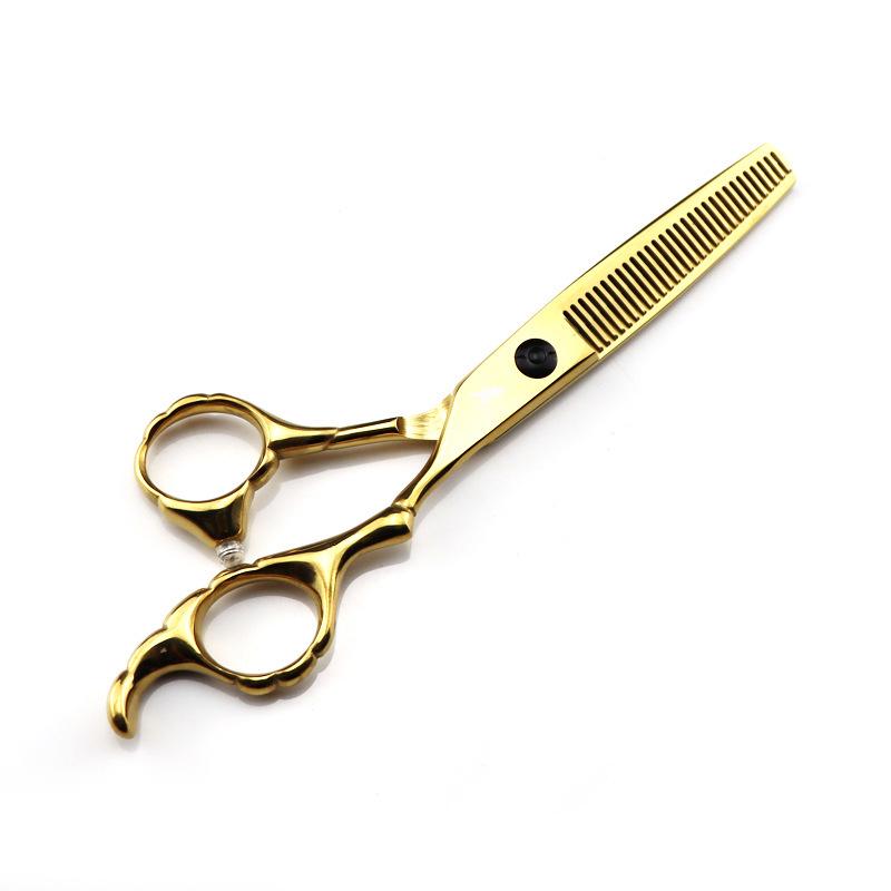 6.0" Golden God Walker Bamboo Handle Hairdressing Scissors - Straight & Thinning Shears for Barbers