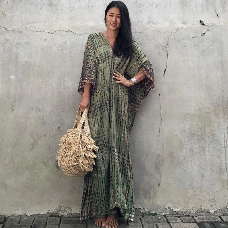 Dámské bikiny zahalovací plavky plážová maxi zavinovací sukně Sarong Kimono Kaftan Dressn