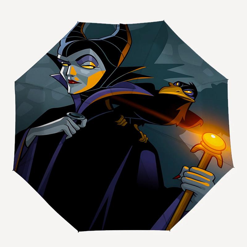 Maleficent, Raven Themed Automatic Opening and Closing Umbrella, Brightly Colored 8-rib Portable Umbrella, Suitable for Men and Women, A Perfect Gift