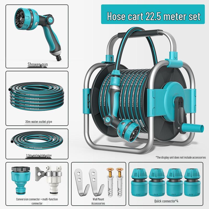 High-Pressure Car Wash Gun with Hose, Anti-Freeze Connector, Storage Rack, and Reel for Garden and Household Use