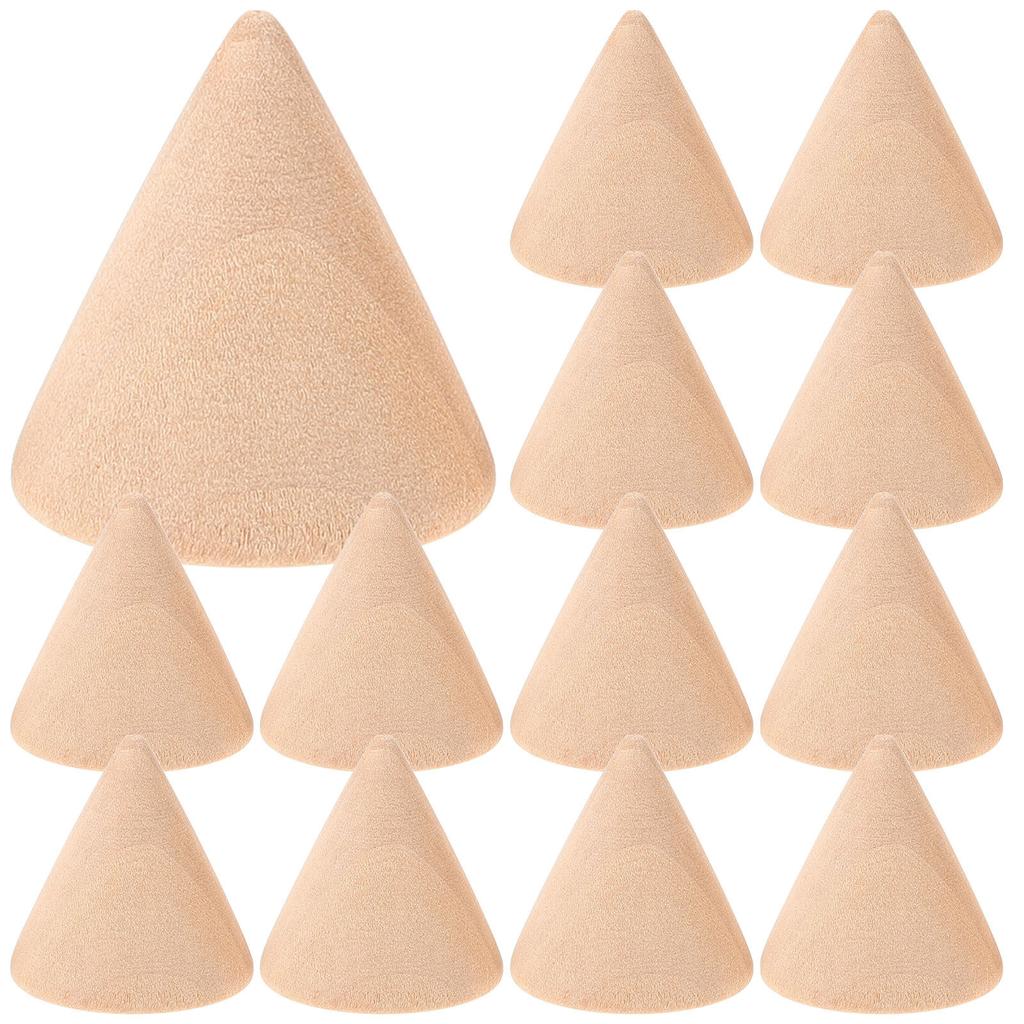 10Pcs Round Cone Craft Unfinished Wood Cones Ideal for DIY Painting Stamping Jewelry Ring Display Decor DIY Cone