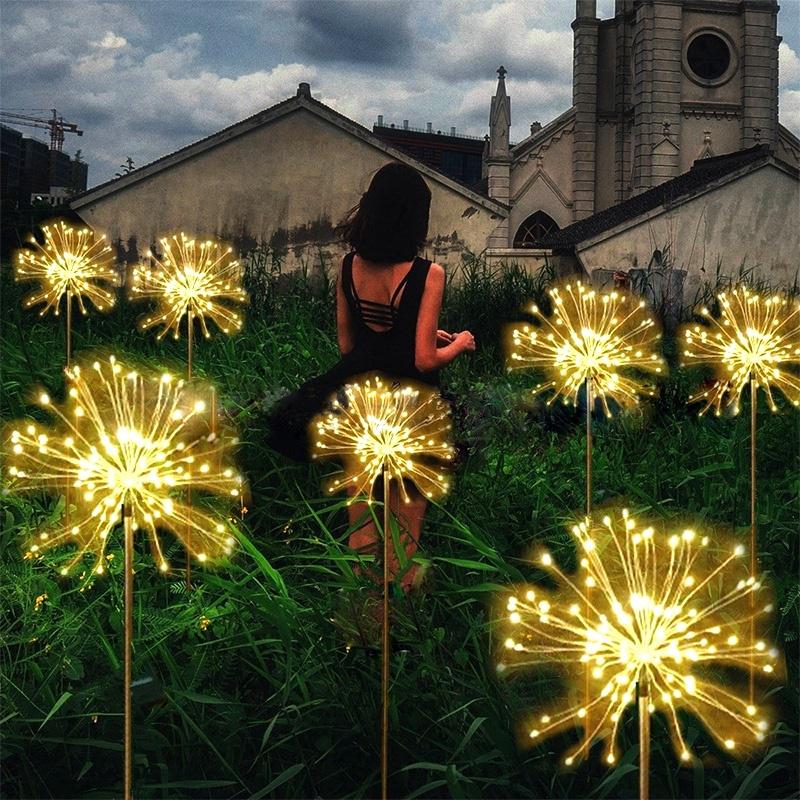 90//120//150 LEDs Lawn Light Solar Garden Outdoor Firework Starburst Xmas 2020