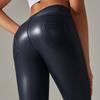 European and American New Sexy PU Leather Pants Large Size Belly Leggings Sports with Pockets Small Pants Abraded Leggings