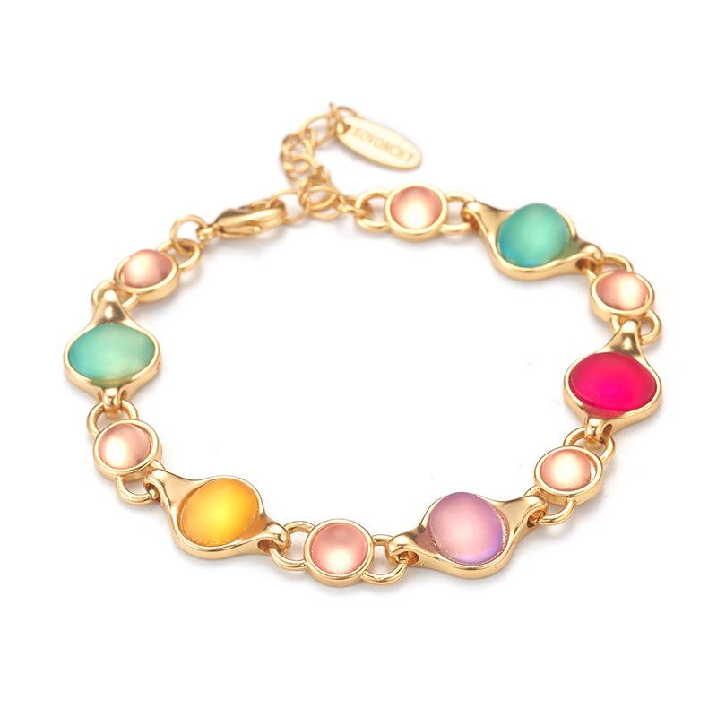 Farbenfrohes Vintage Französisches Kristallperlenarmband – Leichter Luxus Retro Nischendesign