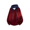 2025 Autumn/Winter Men's Retro Color Block Patchwork Loose Hoodie (Plus Size)
