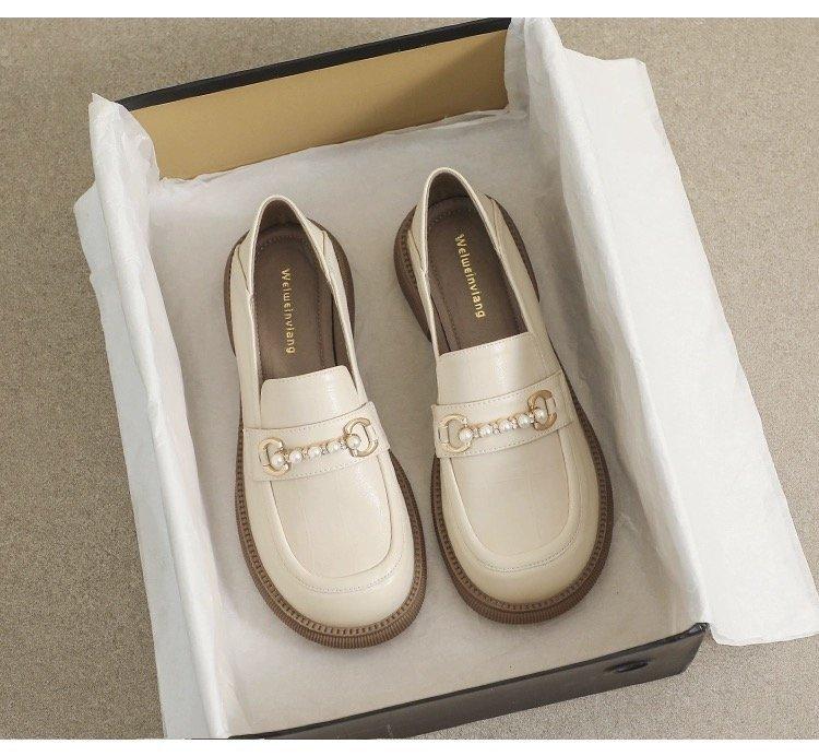 Platform loafers women's spring 2025 new fashion versatile women's single shoes retro British style low heel small leather shoes